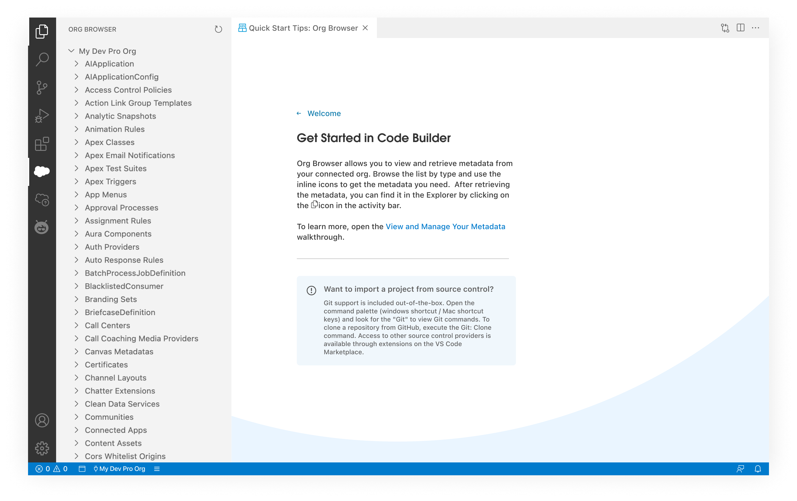 Get started in Code Builder