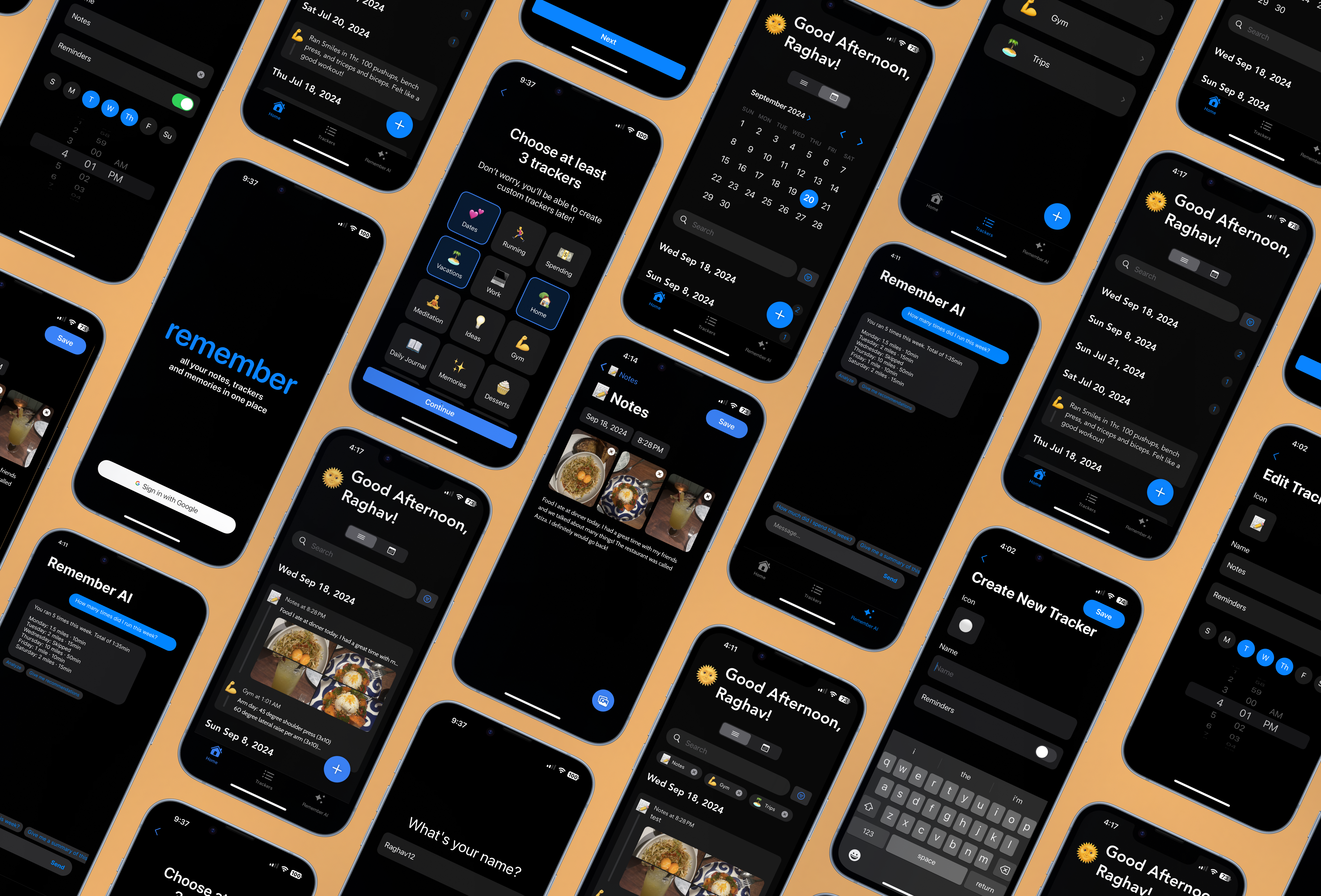 Remember app screens