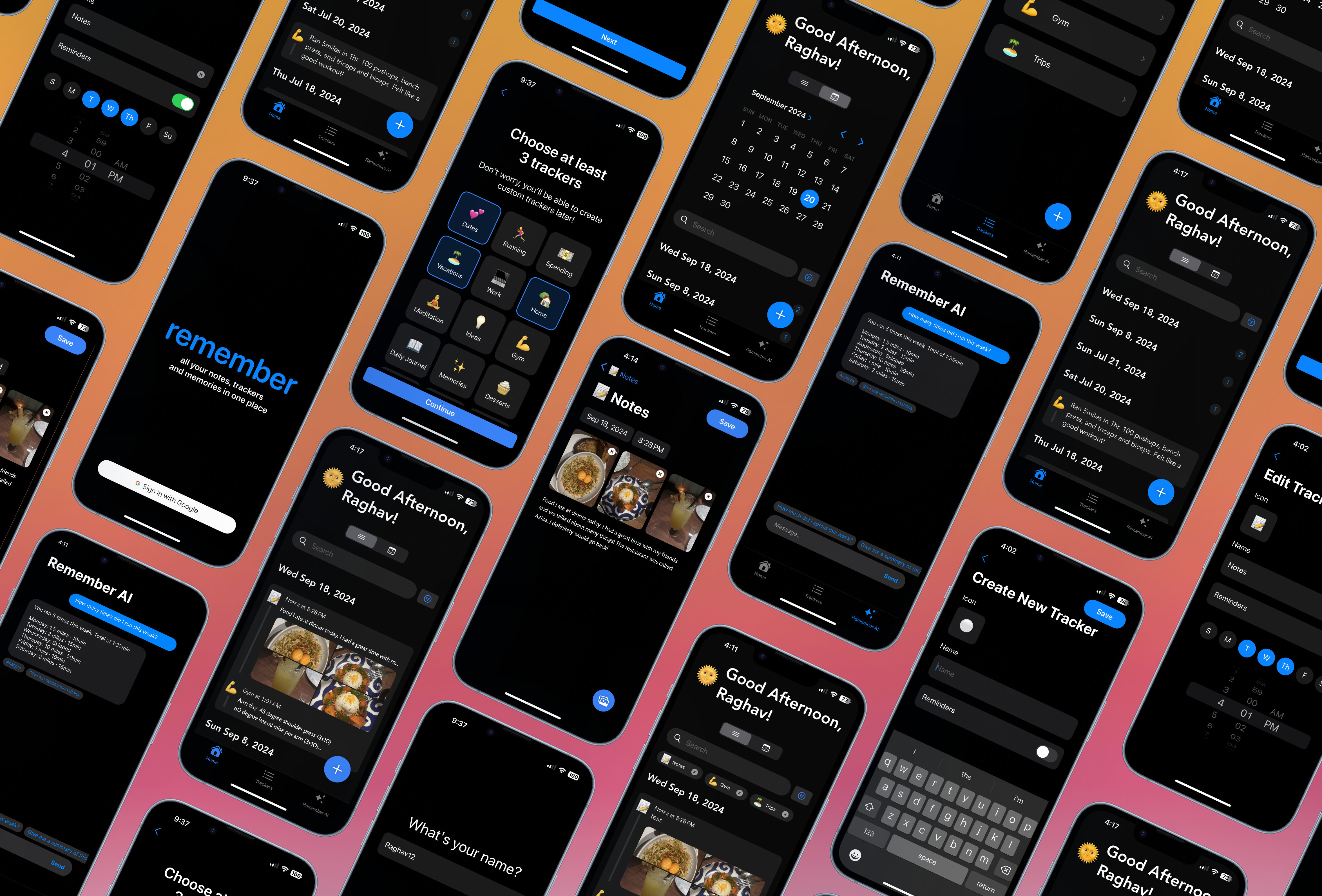 Remember app screens
